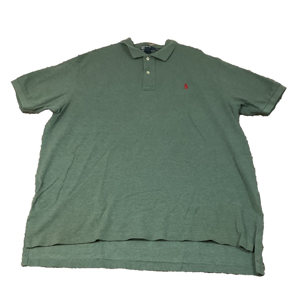 Polo Ralph Lauren Shirt Mens XXL Forest Green Cotton Short Sleeves Red Pony Logo